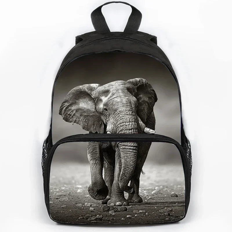 Large Capacity Howling Wolf School Backpack Kids Bookbag Animal Lion Elephant Backpack Boys Girls Schoolbag Laptop Bags Mochlia