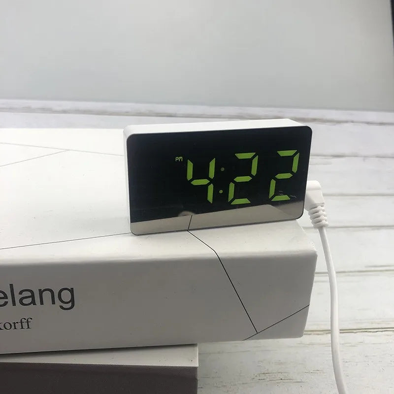 Multifunctional Table Clock Digital Alarm Snooze Mirror Display Time Night LED Light Desk Desktop Home Decor Gifts for Friends