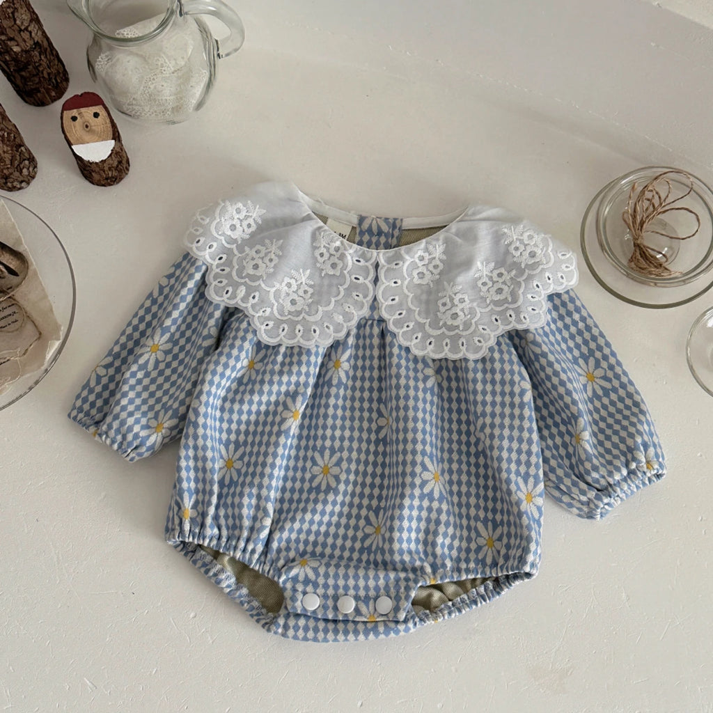 New Autumn Baby Clothing Boys Girls Cotton Long Sleeve  Daisy Printed Doll Neck Bodysuit 0-18M Newborn Casual Romper Spring