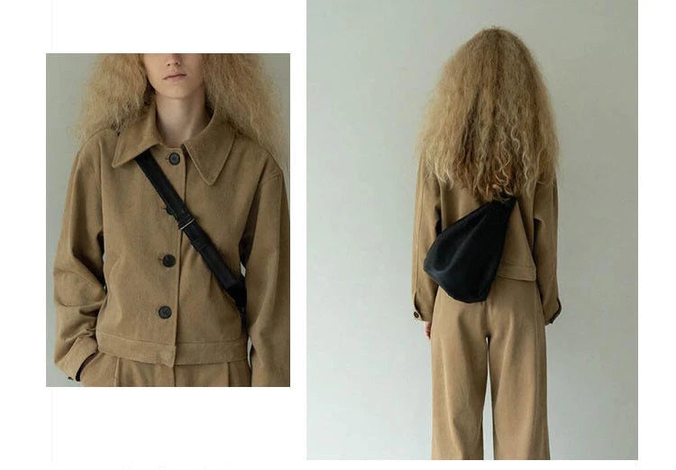 Women Chest Bag PU Bucket Fashion Casual Solid Zipper SOFT Shoulder Bags Crossbody Simple Women Bag Euro-America Style