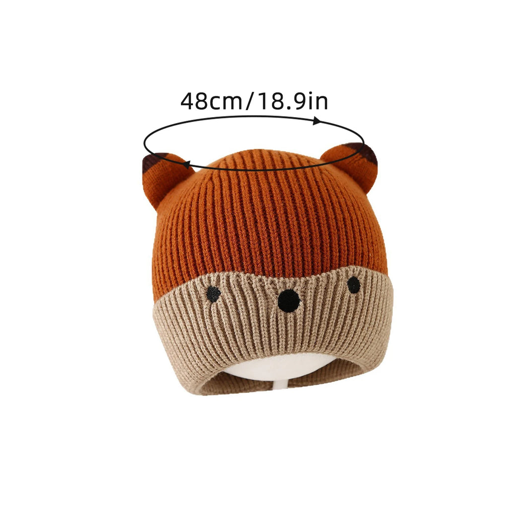 Cute Cartoon Beanie Baby Winter Warm Knitted Hat 3-12Month Newborn Ear Protection Pullover Cap Children Woolen Crochet Bonnet