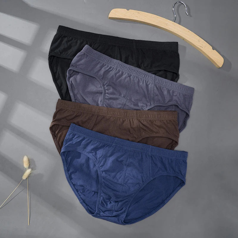 3 Pcs/Lot Men's 100% Cotton Briefs Comfortable Breathable Underwear Lingerie Panties Plue Size Xl -5xl Underpants