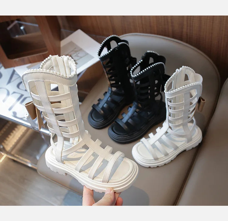 Children Sandals High-top Kids Girls Sandals Baby Sandals High Quality Flat Cut-Outs Beach Sandals