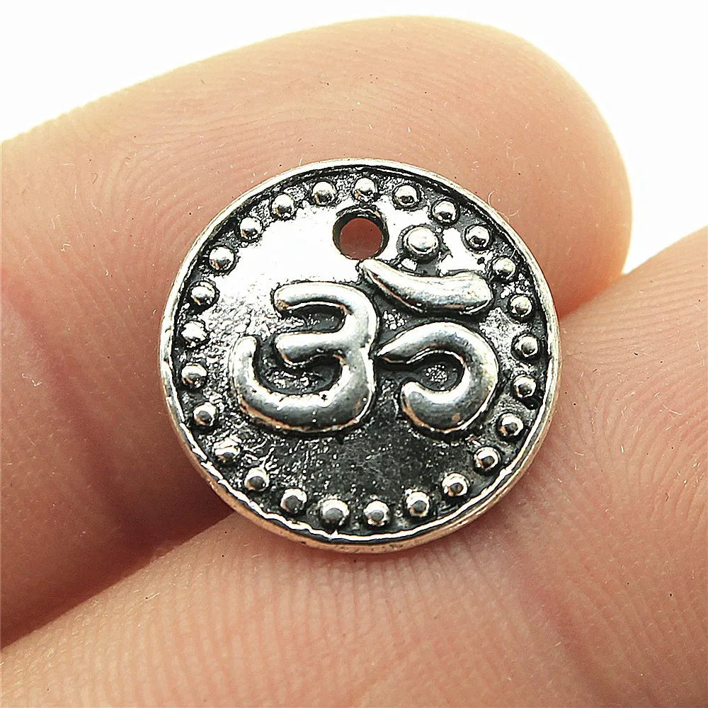 10pcs Charms Yoga Om Pendants Making DIY Handmade Tibetan Silver Color Vintage Antique Bronze Color Jewelry Making Finding