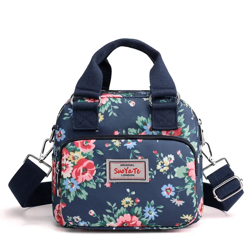 Brand Women Crossbody Bag Portable Female Shoulder Bags Printed Flower Nylon Messenger Bags Multi-pocket Ladies Handbags Bolsa
