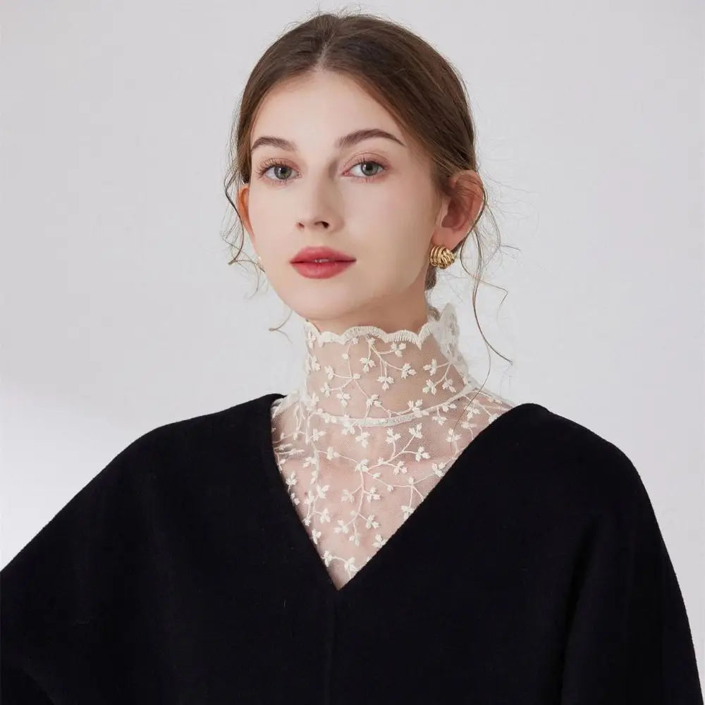 Cute Petal Fake Collar Black Lace False Collar Detachable Lapel Clothes Accessories Women