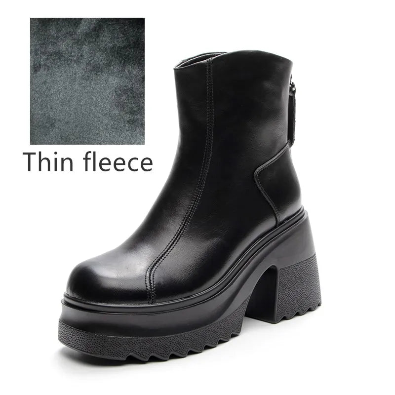 AIYUQI Women High Heel Boots Genuine Leather 2026 New 10cm Heel High Women's Booties Platform British Style Fashion Boots Women