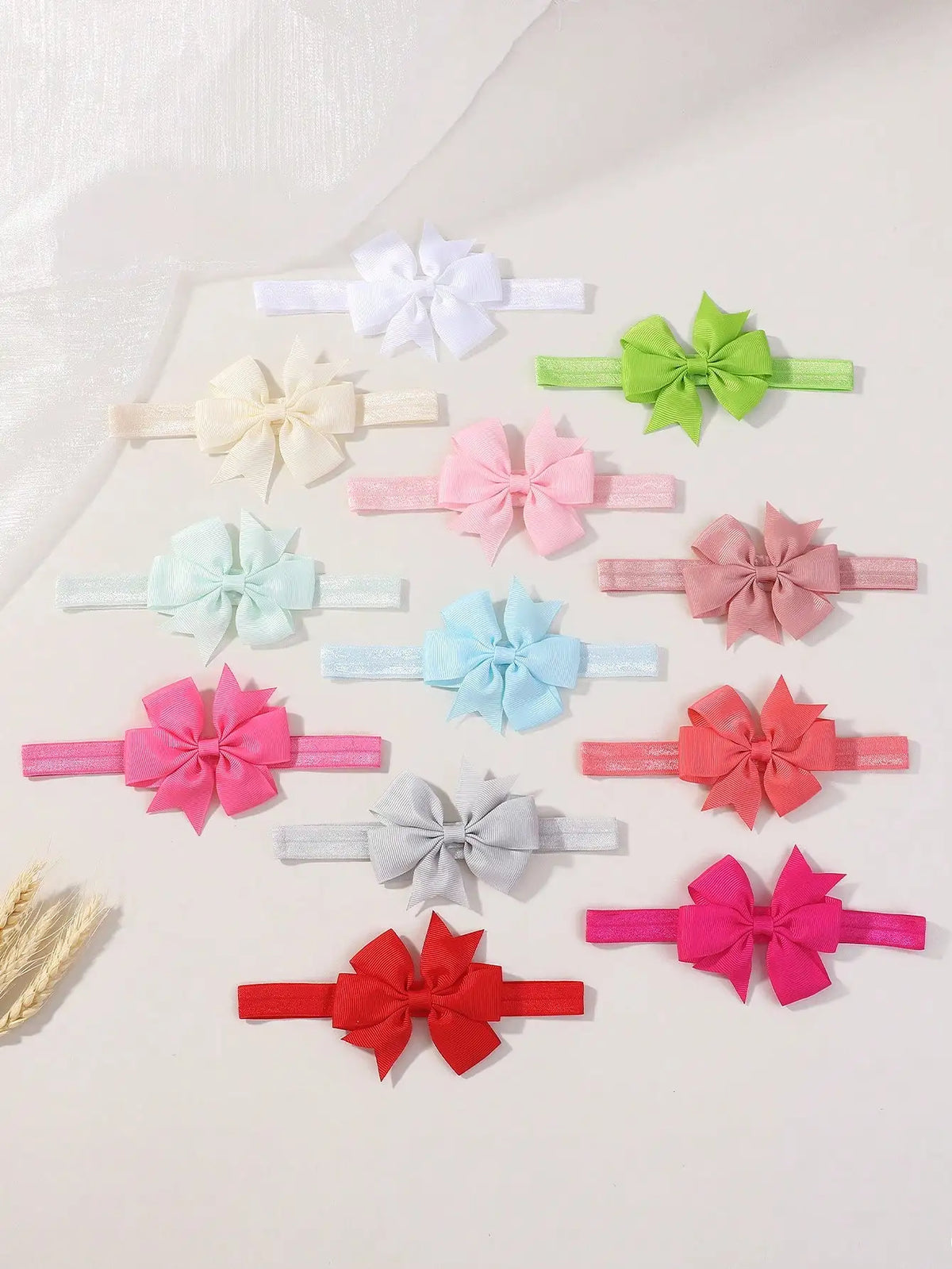 12Pcs/Set Baby Girls Ribbon Hair Bows Elastic Headbands Hair Band Kids Accessories for Infant Newborn Toddler Photo Props Gifts