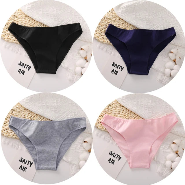 3PCS/Set Cotton Underwear Women M-2XL Comfortable Panties Ladies Plus Size Underpants Solid Color Briefs Female Lingerie
