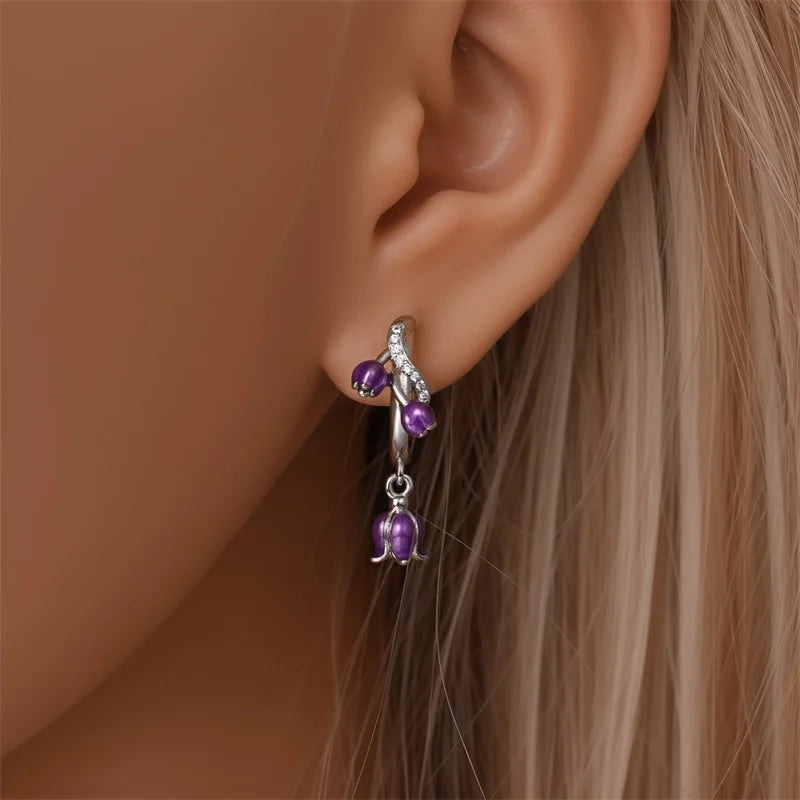 925 Sterling Silver Green Lucky Clover Yellow Daisy Bamboo Earrings  for Women Bee Butterfly Ear Studs Elegant Party Jewelry