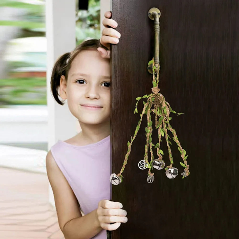 Witches Bells For Door Protection Celtic Door Bells For Porch, Garden, Window Decoration Green Leaves Tree Of Life
