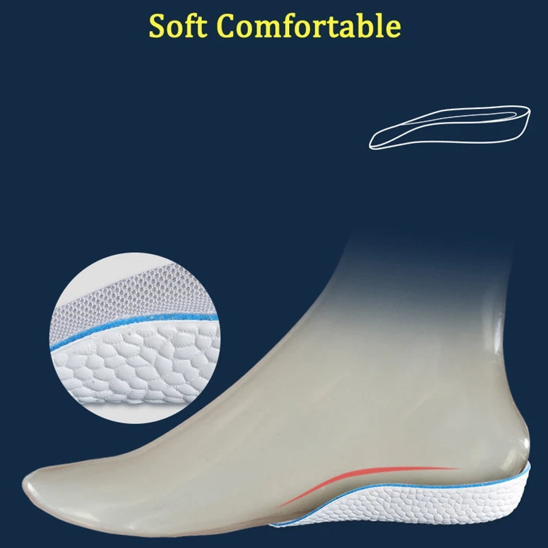 Height Increase Insoles for Men Women Shoes Flat Feet Arch Support Orthopedic Insoles Sneakers Memory Foam Invisible Pads 1 Pair