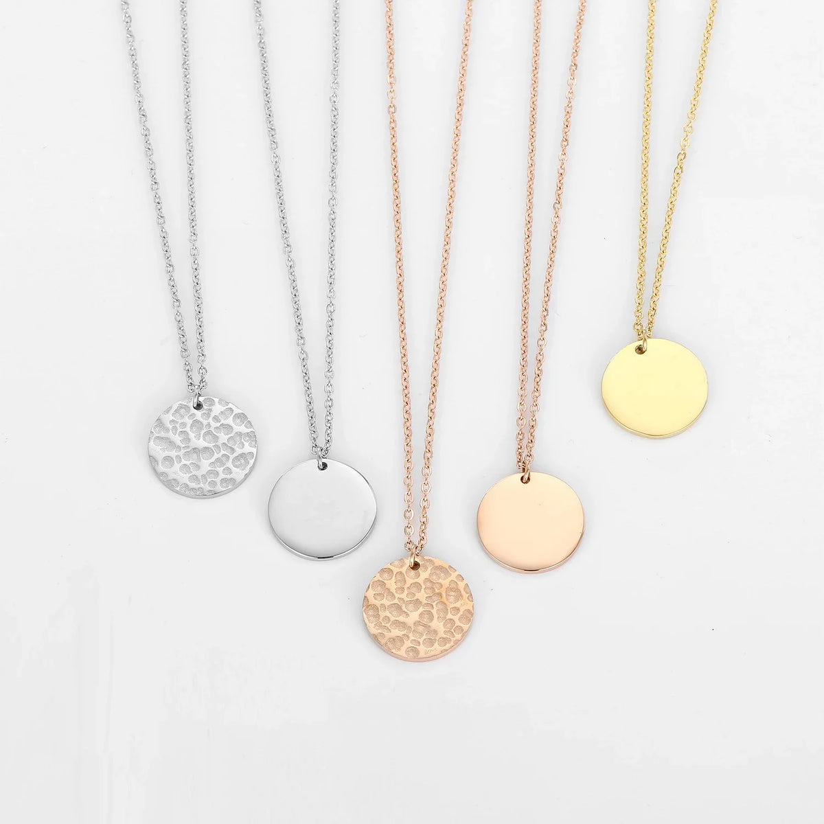 Gold Color Disc 15MM Anhänger Halskette für Mädchen Frauen Edelstahl Schlichte Lange Halskette Ketten Collar Schmuck Großhandel