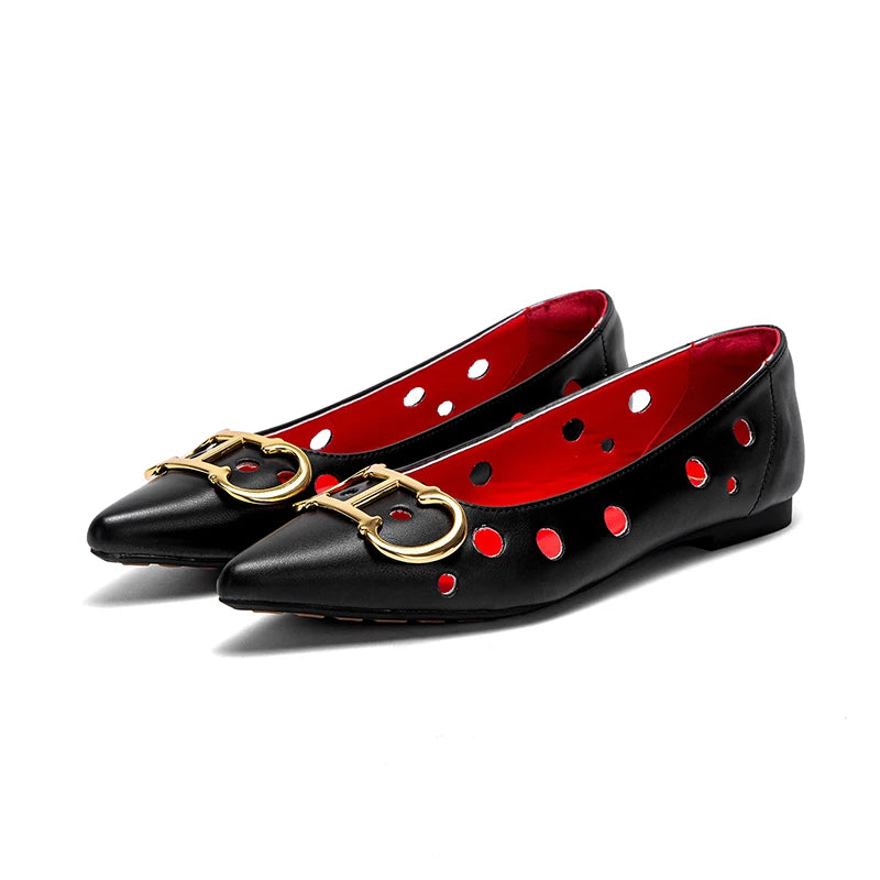 CHCH Damen Ballerinas 2025 Neuheiten, spitze Damenschuhe mit Lochdesign, einfach, rutschfest