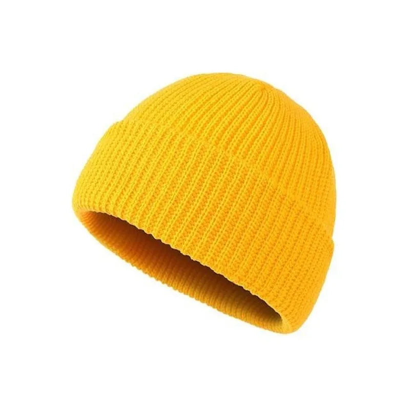 Solid color knitted woolen hat for men and women, hip-hop melon skin hat suitable for keeping warm and cold in autumn and winter