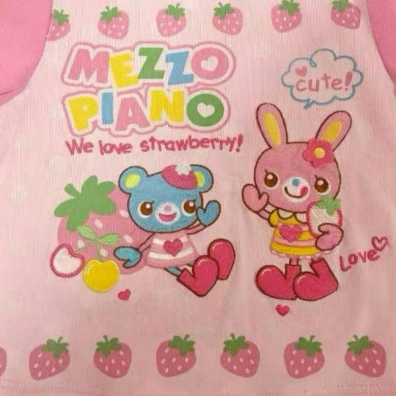 Japanese Kawaii Cartoon Print Tshirts Harajuku Contrast Patchwork Lace Fairy T-shirt Women Y2k Aesthetic Grunge Cropped Tees
