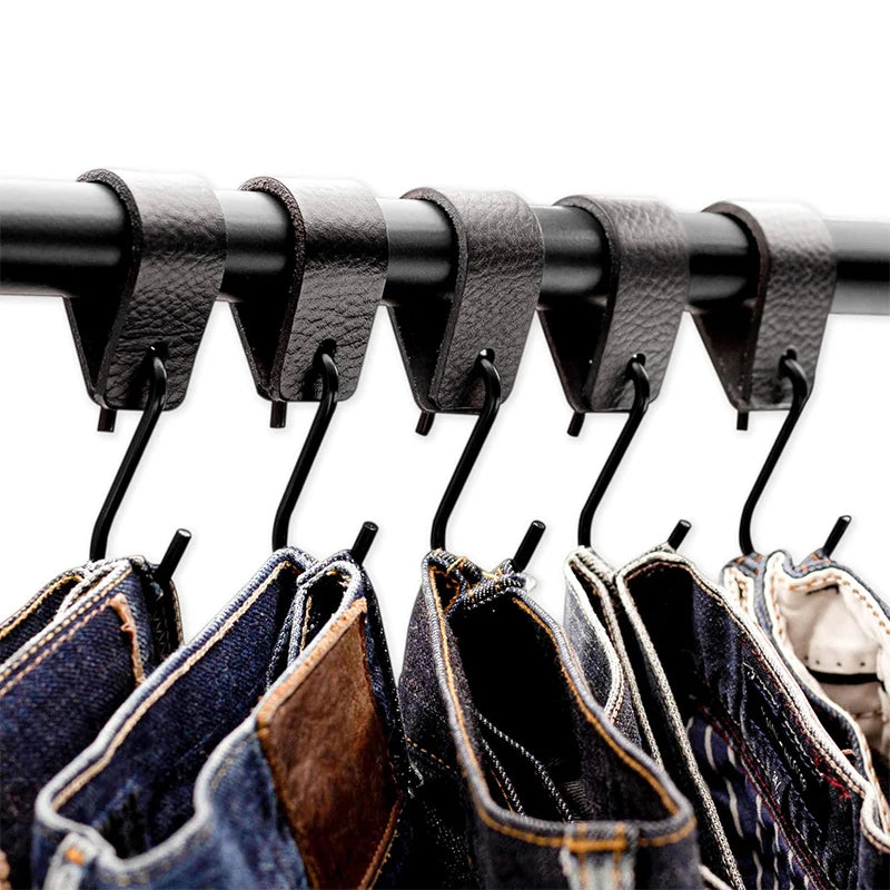 5/10/15/20pcs Leather S Ring Hooks,Multifunctional Stainless Steel Coat Hook for Hats Cap,Bedroom Kitchen Bathroom Hanging Hooks