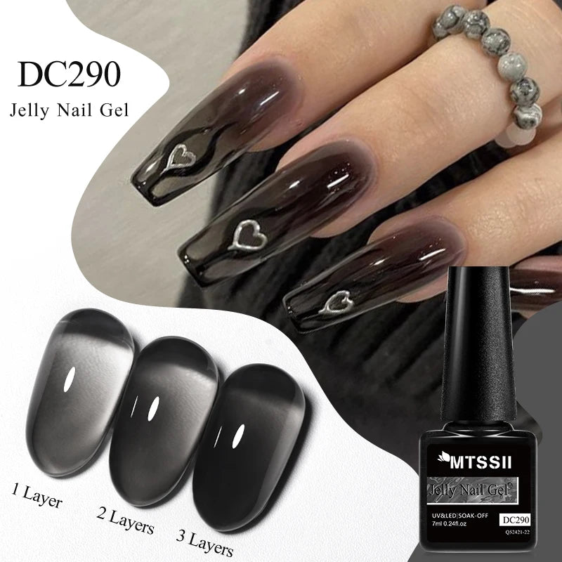 Mtssii 7ML Jelly Nude Gel Nail Polish Summer Light Pink Peach Translucent Color UV Light Cure Gel Varnish Nail Art DIY at Home