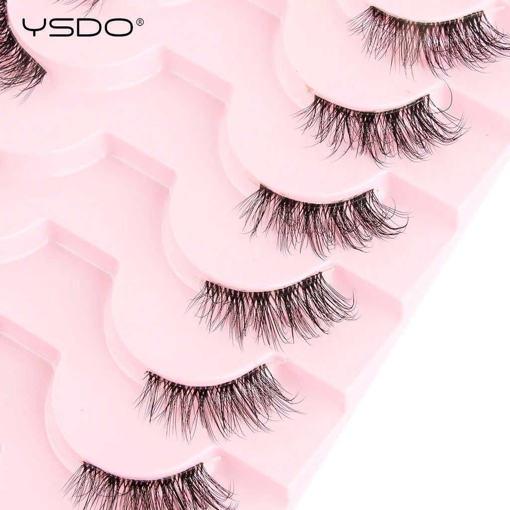 YSDO Halb-Wimpern 5/7/10 Paare Nerzwimpern Natürliche Falsche Wimpernverlängerung Make-up Wispy Katzenwimpern Künstliche Wimpern Maquiagem Cilios
