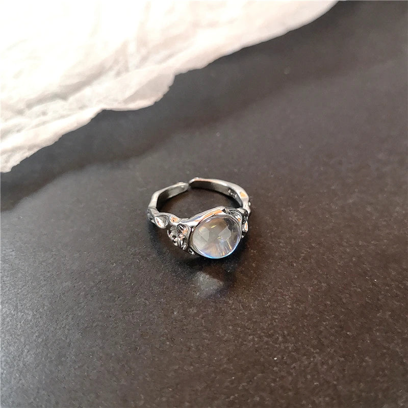 Y2K Kpop Crystal Heart Star Adjustable Irregular Geometry Punk Vintage Harajuku Rings Set For Women Girl Fashion Grunge Jewelry