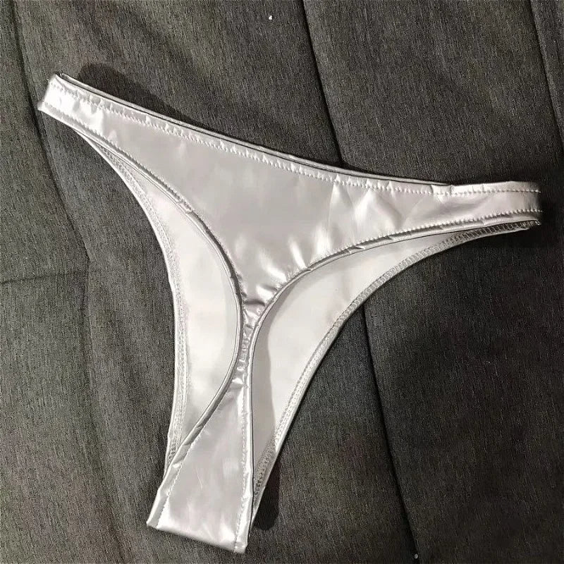 Patent Leather Women's Sexy Micro Shorts Nightclub Shiny Slimming Glossy Tiny Bikini Short Panties for Dancer Stage Performances