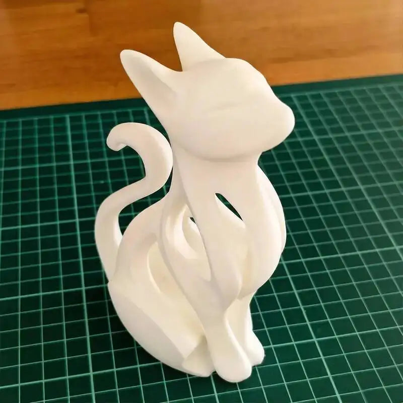 Modern Art Cat Statue 3D Printing Minimalist Home Decor Figurine Elegant Sitting Kitten Sculpture Desktop Ornament