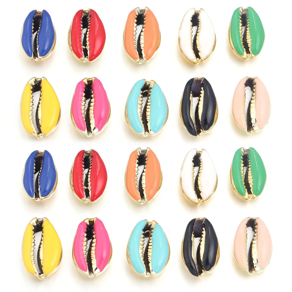 10pcs/lot 13-20mm Electroplated Colored Shell Shaped Beads For Jewelry Making Charm Pendant DIY Fashion Necklace Earrings Gifts