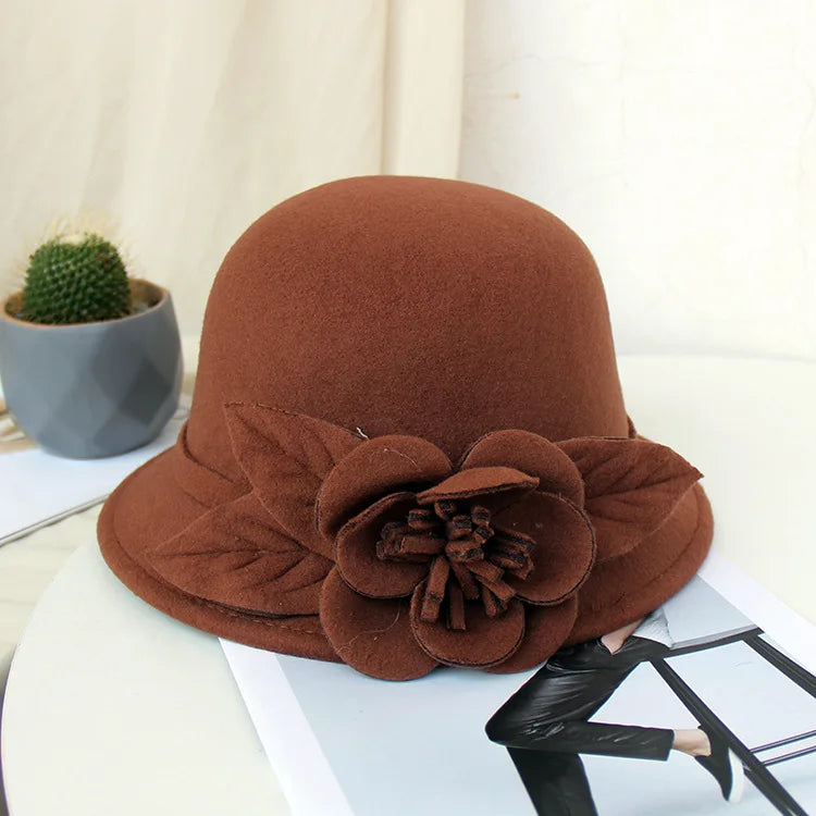 2025 Autumn and Winter New Woolen Hat for Women, Three-dimensional Big Flower Fashion Hat, Temperament Top Hat