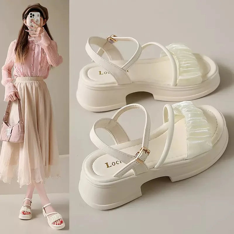 Fairy Style Thick Soled Sandals for Women Wearing Summer   New Thick Heels with Fashionable Beach Shoes