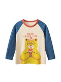 Autumn Kids Cute Long Sleeve T-Shirts Clothes 100% Cotton Dinosaur Panda Cartoon Tops Boys Girls Tees Bottoming Shirts