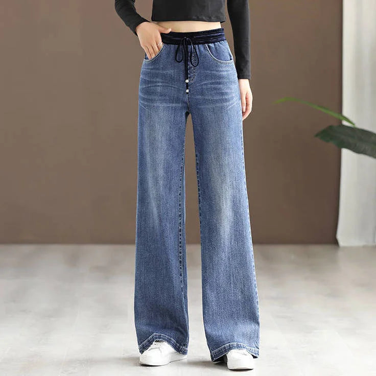 Spring Fall High Waist Wide Leg Jeans Korean Fashion Baggy Vintage Straight Vaqueros Loose Denim Pants Oversize 80kg Pantalones