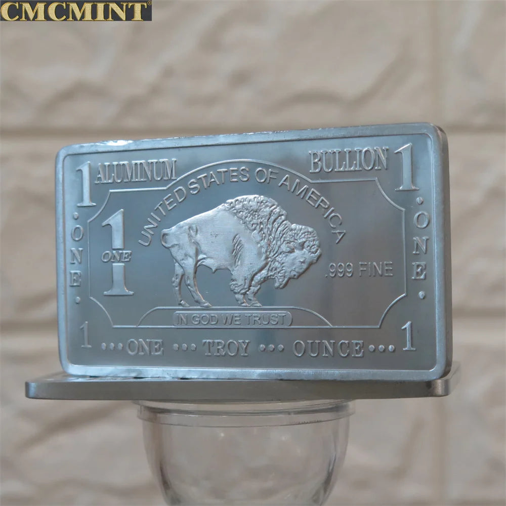 Customized Metal Buffalo Series Challenge Coin 1 Oz .999 Aluminum Buffalo Bar Pure Copper Buffalo Bar With Cmcmint On The Back