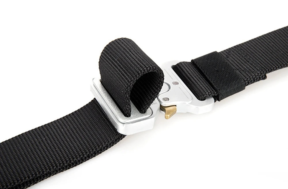 38mm Tactical Belt for Men Heavy Duty Nylon Waist Belt with Silver Buckle Unisex Designer Jeans Belt for Women