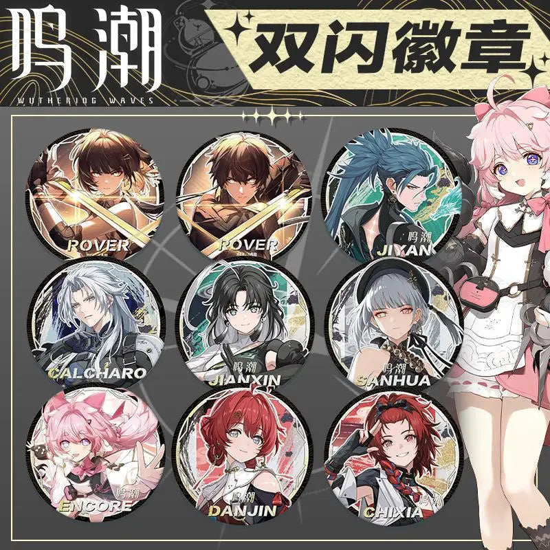 New Game Wuthering Waves Game Badge Rover Encore Baizhi Camellya Geshulin Scar Yinlin Cute Cartoon Anime Pin Brooch Jewelry Gift