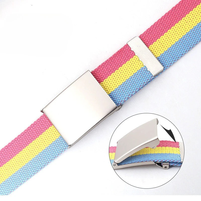 3.8cmX120cm Rainbow Striped Belt Unisex Luxury Brand Design High Quality Slim Belt Fashion Casual Jeans Dress Accessories