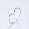 Trumium 925 Steriling silver Round Opal Stone Rings for Women Vintage Simple Ring Anniversary Wedding Gift Trendy Jewelry