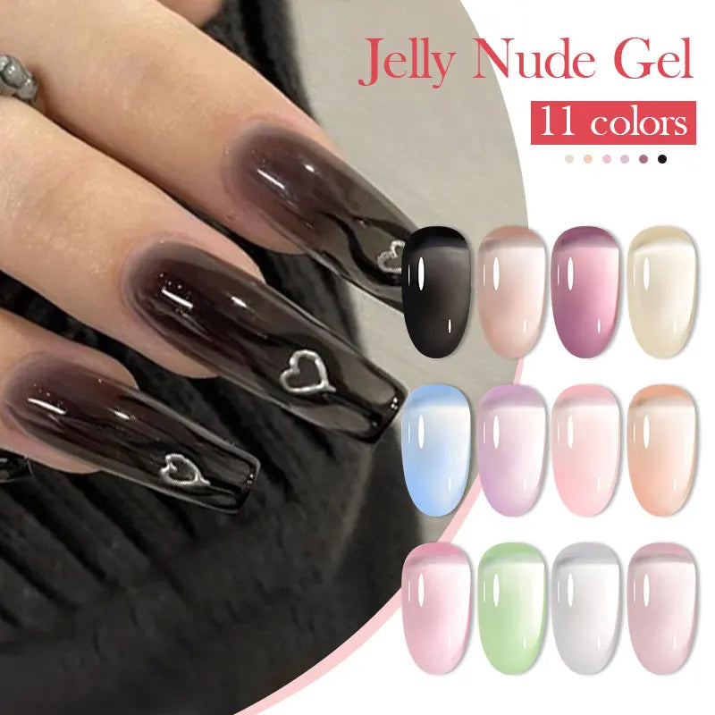 Mtssii 7ML Jelly Nude Gel Nail Polish Summer Light Pink Peach Translucent Color UV Light Cure Gel Varnish Nail Art DIY at Home