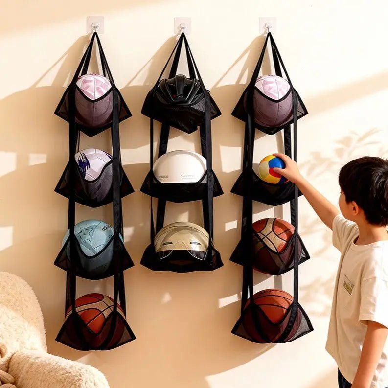 Ball Storage Hanging Bag Wall-mounted Home Door Football Rack Ball Rack Doll Doll Storage Helmet Storage Easy Convenient Access