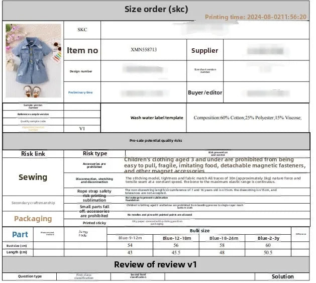 New Children Denim Jumpsuits Dresses Girls Medium and Large Kids Waist-cinching Denim Jumpsuit with Lapels and Ripped Waists
