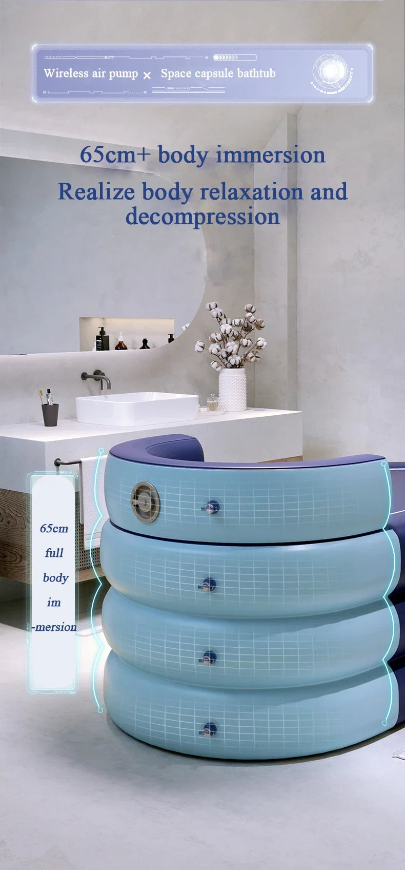 Large Capacity Hotel Space Capsule Inflatable Bathtubs Steam Sauna Folding Bathing Bucket Portable Home