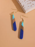 1-Pair Bohemian Long Strip Natural Wood Resin Acrylic Earrings Dopamine Peacock Color Women's Vacation Elegant Style