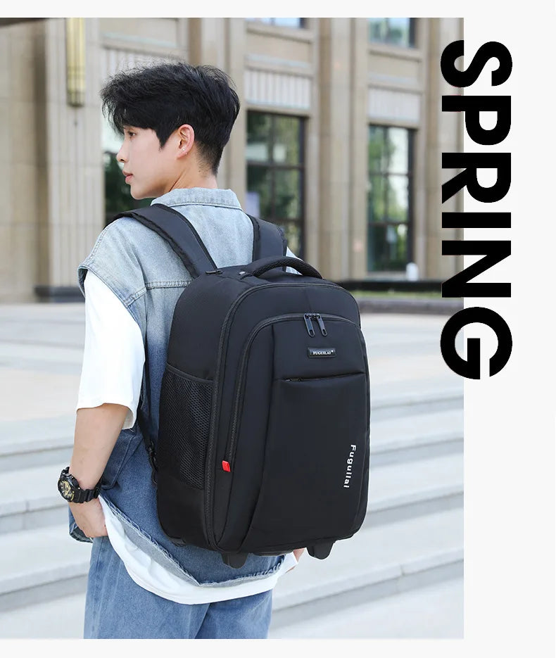 Men Trolley Backpack Rolling Luggage Travel Backpacks Trolley Bag with wheels Business Wheeled Backpack Cabin Carry on Luggage