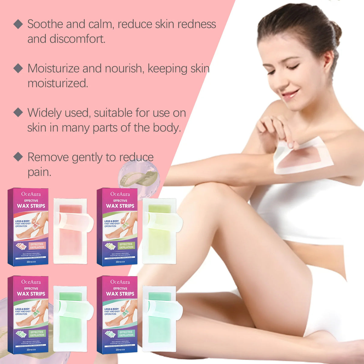 4 Fragrance Depilatory Wax Strips Professional Painless Fast Hair Removal Wax Strips For Facial Body Leg Lip Hair Removal