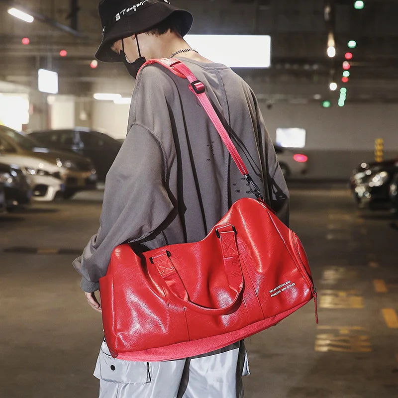 Men Gym Bag custom logo Large Dry And Wet Fitness Handbag Male Female Sports bag personality customization PU Leather Travel bag