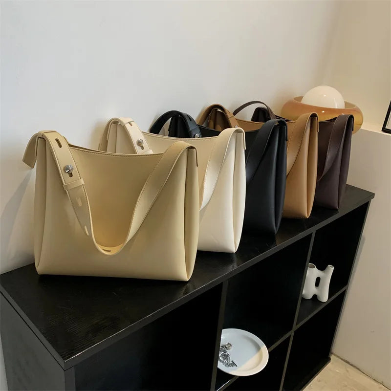 Fashion Leather Tote Bag for Women 2026 Trends Female Simple Large High Capacity Shoulder Side Bag Handbags and Purses Women Bag