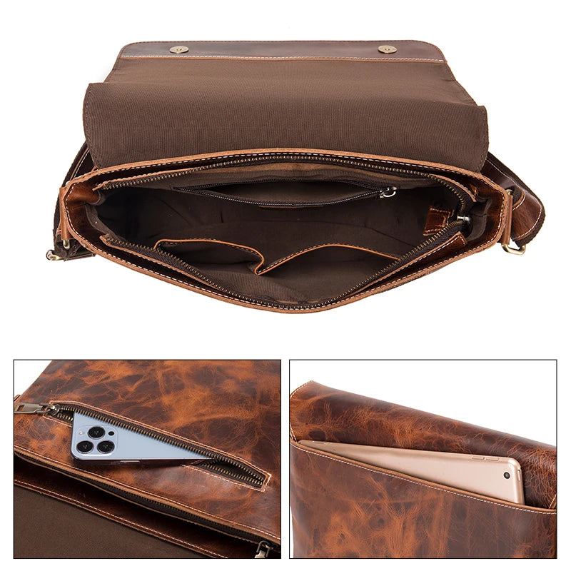 SCHLATUM 100% Genuine Leather Men's Shoulder Bags Messenger Bag for Men Crossbody Bags new Small Man Designer Handbag Bolso Male