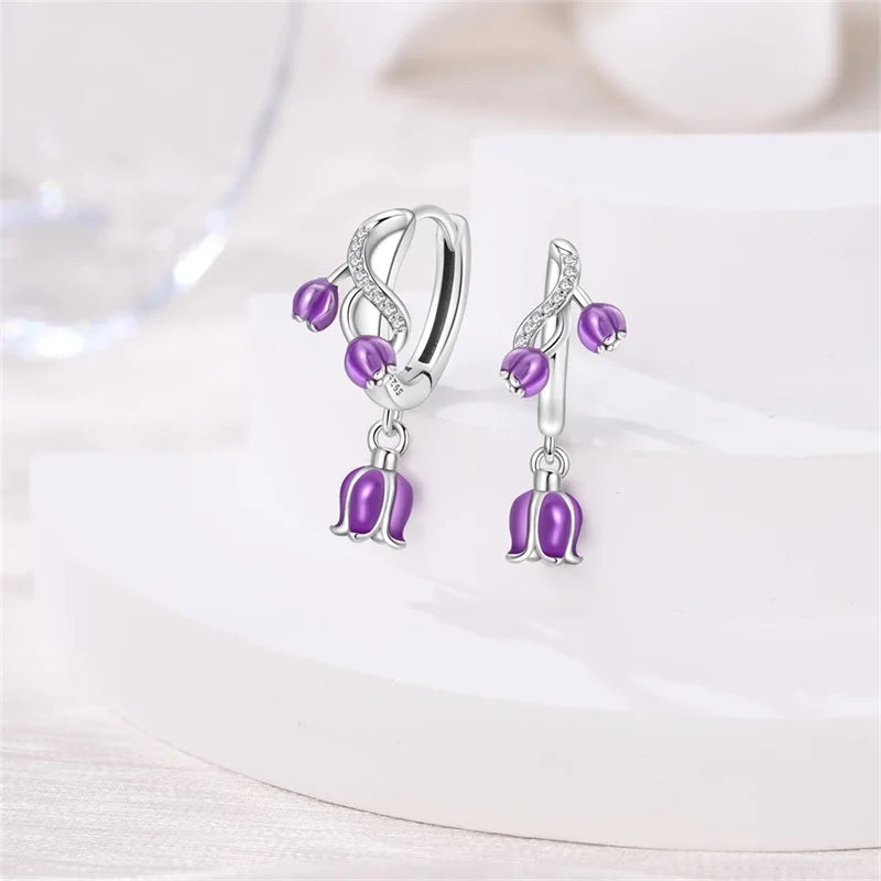 925 Sterling Silver Green Lucky Clover Yellow Daisy Bamboo Earrings  for Women Bee Butterfly Ear Studs Elegant Party Jewelry