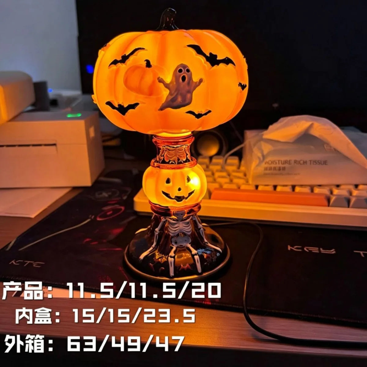 Halloween glowing ghost bat pumpkin desk lamp resin craft ornament pumpkin decoration ornament
