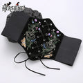 HERSHINE Women's Vintage Velvet Embroidered Elastic Wide Belt, Snake and Moth Pattern, Y2K Gothic Style,spring，summer，Christmas