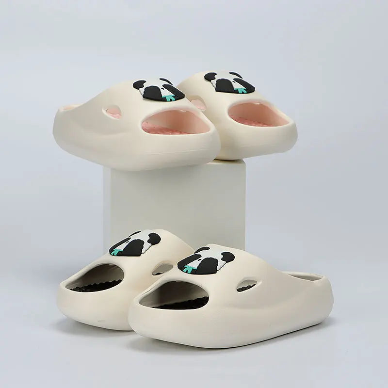 Thick Platform Panda Slippers for Women 2024 Summer Soft Sole Platform Sandals Woman Massage Non Slip Indoor Bathroom Slippers